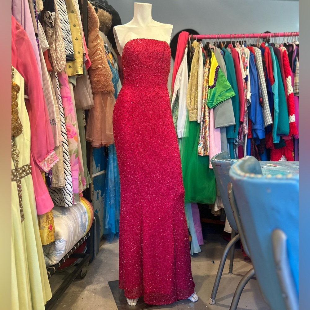 Y2K Raspberry Beaded Gown - Picture 4 of 16